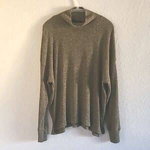 J.Crew Mock Turtle Neck Sweater. Large. Olive Green. Relaxed Shoulder. Like New.